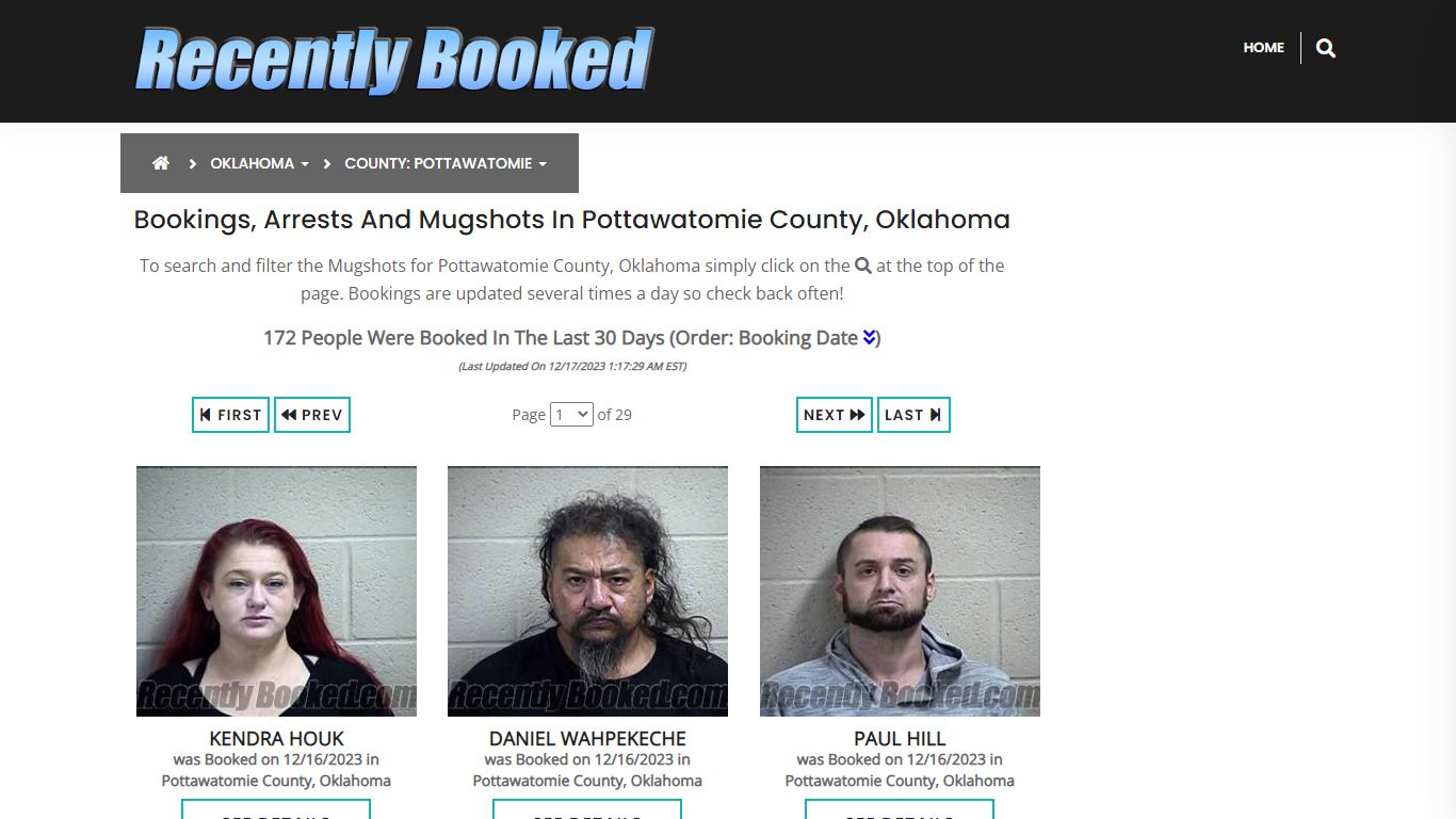 Bookings, Arrests and Mugshots in Pottawatomie County, Oklahoma